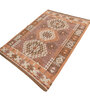 Soft Tribal Geometric Rug 4'6X6'6 ft| Orange & Bright Yellow Carpet Dhurrie