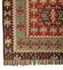 Soft Tribal Geometric Rug 4'6X6'6 ft| Ribbon Red & Treetop Carpet Dhurrie