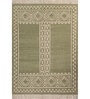 Soft Tribal Geometric Rug 4X5'6 ft| Treetop & White Carpet Dhurrie