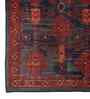 Soft Tribal Geometric Rug 5'6X7'6 ft| Ribbon Red & Deep Navy Carpet Dhurrie