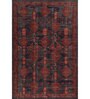Soft Tribal Geometric Rug 5'6X7'6 ft| Ribbon Red & Deep Navy Carpet Dhurrie