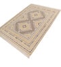 Soft Tribal Geometric Rug 5'6X7'6 ft| Wisteria & White Carpet Dhurrie