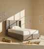 Soft Velvet Suede Kids Toddler Bed With Hydraulic Storage In Light Brown Colour