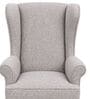 Softix Teak Wood Wing Chair With Suede Fabric In Grey Colour