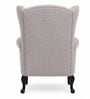 Softix Teak Wood Wing Chair With Suede Fabric In Grey Colour