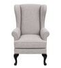 Softix Teak Wood Wing Chair With Suede Fabric In Grey Colour