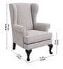 Softix Teak Wood Wing Chair With Suede Fabric In Grey Colour