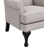 Softix Teak Wood Wing Chair With Suede Fabric In Grey Colour