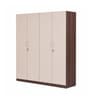 Soho 4 Door Wardrobe With Drawer In Smoked Walnut & Beige Finish