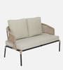 Sojo Steel & Braided Rope Sofa Set In Beige Finish With Pillow