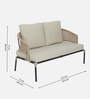 Sojo Steel & Braided Rope Sofa Set In Beige Finish With Pillow