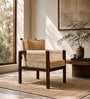Solace Solid Mahogany Wood Accent Chair With Hand-Knotted Rope Back In Beige Finish