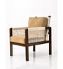Solace Solid Mahogany Wood Accent Chair With Hand-Knotted Rope Back In Beige Finish