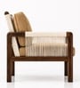 Solace Solid Mahogany Wood Accent Chair With Hand-Knotted Rope Back In Beige Finish