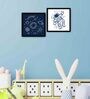 Solar System Blue Engineered Wood Framed Art Print Set of 2