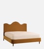 Solara Wave Luxe Bed in velvet With Oak wood Frame & Hydraulic Storage
