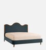 Solara Wave Luxe Bed in velvet With Oak wood Frame & Hydraulic Storage