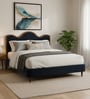 Solara Wave Luxe Bed in velvet With Oak wood Frame & Hydraulic Storage