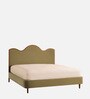 Solara Wave Luxe Bed in velvet With Oak wood Frame & Hydraulic Storage