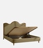 Solara Wave Luxe Bed in velvet With Oak wood Frame & Hydraulic Storage