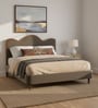 Solara Wave Luxe Bed in velvet With Oak wood Frame & Hydraulic Storage