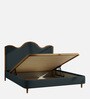 Solara Wave Luxe Bed in velvet With Oak wood Frame & Hydraulic Storage