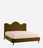 Solara Wave Luxe Bed in velvet With Oak wood Frame & Hydraulic Storage
