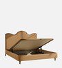 Solara Wave Luxe Bed in velvet With Oak wood Frame & Hydraulic Storage