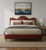 Solara Wave Luxe Queen Size Bed in velvet With Oak wood Frame & Hydraulic Storage