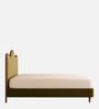 Solara Wave Luxe Queen Size Bed in velvet With Oak wood Frame & Hydraulic Storage