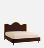 Solara Wave Luxe Queen Size Bed in velvet With Oak wood Frame & Hydraulic Storage