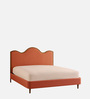 Solara Wave Luxe Queen Size Bed in velvet With Oak wood Frame & Hydraulic Storage