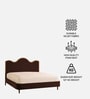 Solara Wave Luxe Queen Size Bed in velvet With Oak wood Frame & Hydraulic Storage