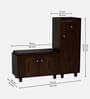 SoleFit 16-Pairs Shoe Cabinet In Classic Walnut Finish With Seating