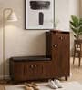 SoleFit 16-Pairs Shoe Cabinet In Classic Walnut Finish With Seating