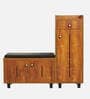 SoleFit 16-Pairs Shoe Cabinet In Tan Finish With Seating