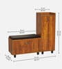 SoleFit 16-Pairs Shoe Cabinet In Tan Finish With Seating