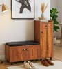 SoleFit 16-Pairs Shoe Cabinet In Tan Finish With Seating