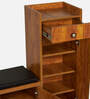 SoleFit 16-Pairs Shoe Cabinet In Tan Finish With Seating