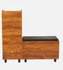 SoleFit 16-Pairs Shoe Cabinet In Tan Finish With Seating