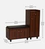 SoleFit 16-Pairs Shoe Cabinet In Walnut Finish With Seating