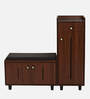 SoleFit 16-Pairs Shoe Cabinet In Walnut Finish With Seating