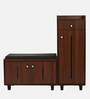SoleFit 16-Pairs Shoe Cabinet In Walnut Finish With Seating