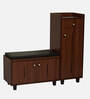 SoleFit 16-Pairs Shoe Cabinet In Walnut Finish With Seating