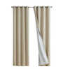 Solid (Pack of 2) 7 Ft Blackout Eyelet Polyester Door  Curtain (Beige )