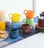 Solid 180ml Multicolour Ceramic 6 Pcs Tea Cups With Tray