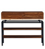 Trestle Solid Acacia Wood Console Table with 2 Drawers in Ginger Bronze Finish