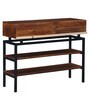 Trestle Solid Acacia Wood Console Table with 2 Drawers in Ginger Bronze Finish