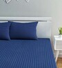 Blue Solid 250 TC Cotton 1 Double King Size Bedsheet with 2 Pillow Covers