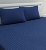 Blue Solid 250 TC Cotton 1 Double King Size Bedsheet with 2 Pillow Covers